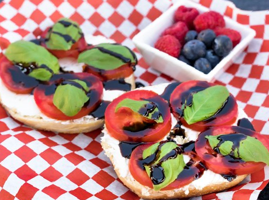 A picture of a red bagel