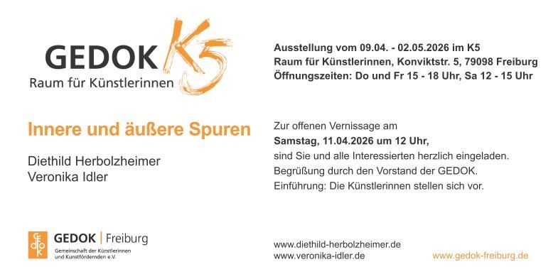 GEDOK Freiburg, Diethild Herbolzheimer-Böttner, Veronika Idler, Ausstellung Innere und äußere Spuren GEDOK Freiburg, Diethild Herbolzheimer-Böttner, Veronika Idler, Ausstellung Innere und äußere Spuren