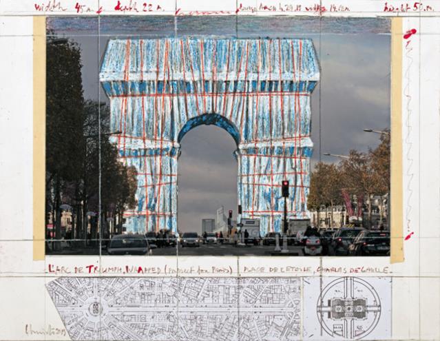 Christo L’Arc de Triomphe, Wrapped, Collage 2019