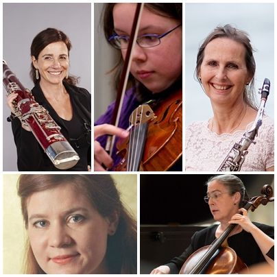 Annette Winker (Fagott), Katharina Schmauder (Geige), Hanna Schüly (Saxofon u.a.), Svea Schildknecht (Sopran), Ellis Beverlley (Cello)
