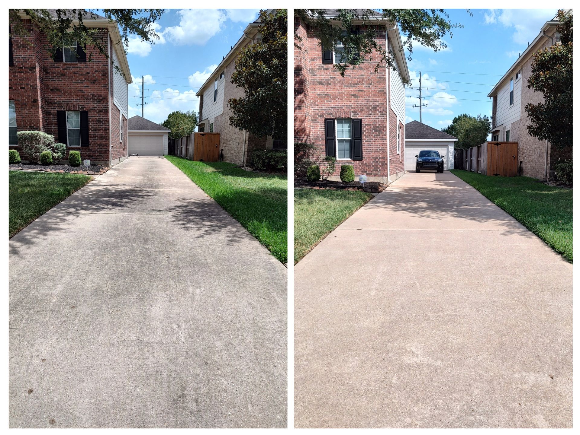 Pressure washing  Driveway before and after