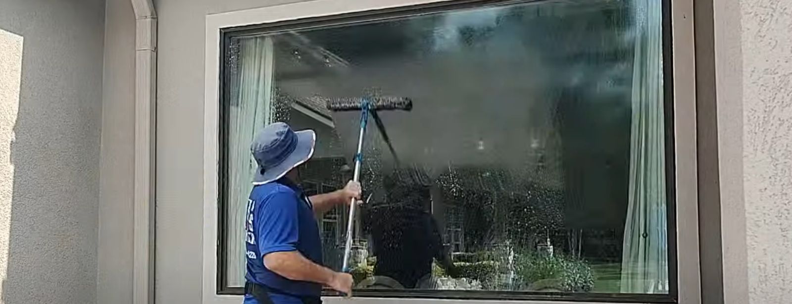 window cleaning with a professional grade mop or applicator is a good start