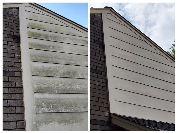 Pressure washing house Before and after