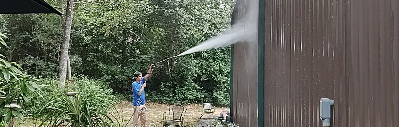 Soft washing is a perfect way to clean dirt and algae off your metal buildings in Magnolia TX