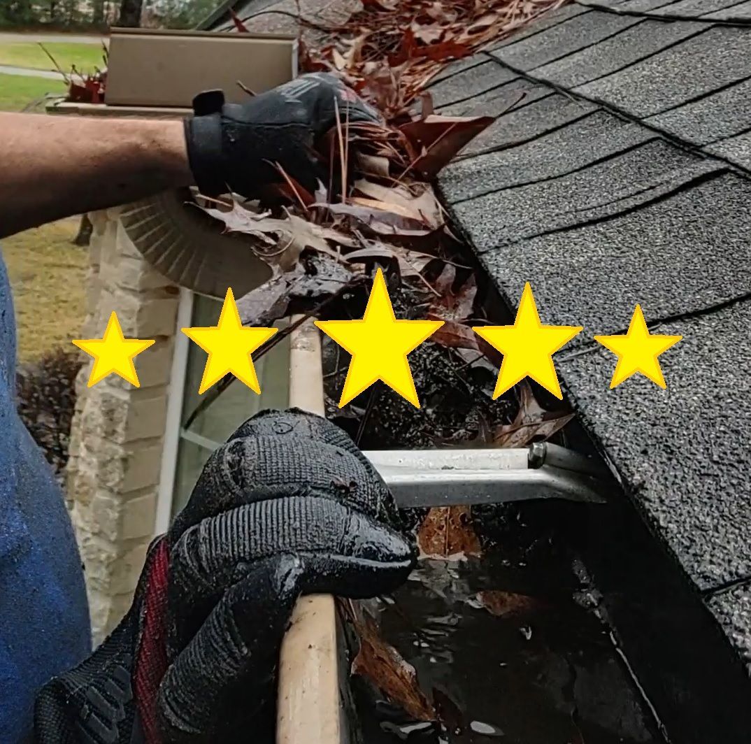 Five stars across my hands cleaning gutters in Magnolia Texas