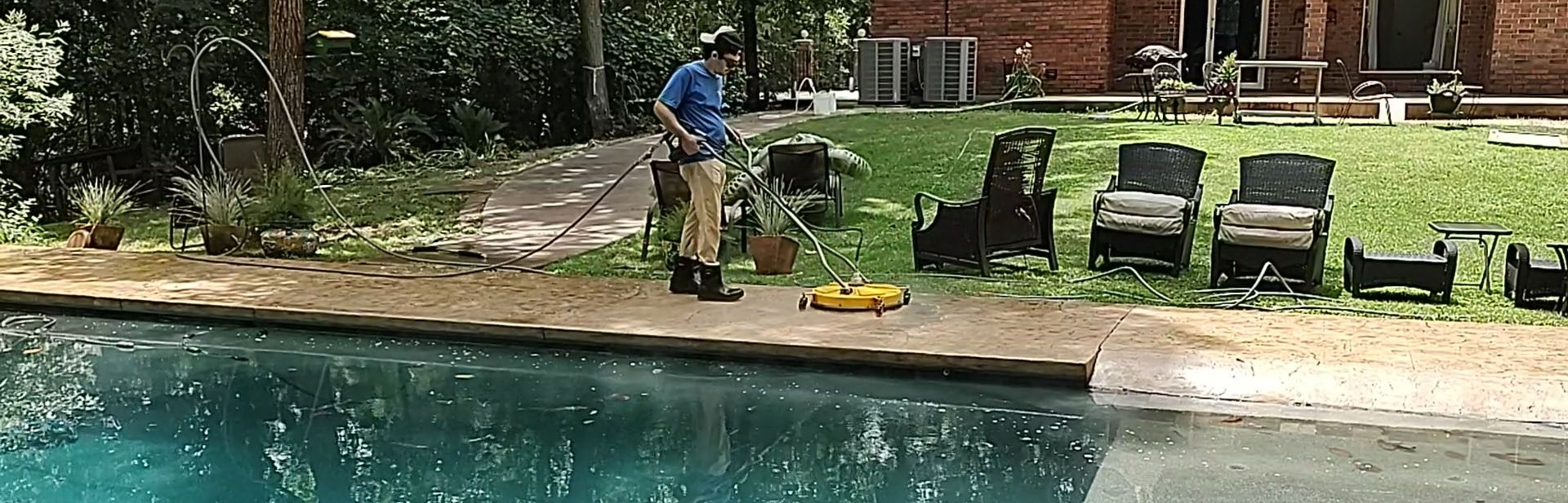 Pressure washing your pool deck making is safer again.