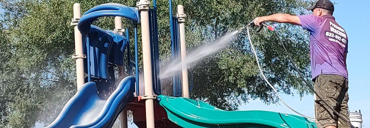soft washing is a great way to clean or sanitize playground equipment in Magnolia TX