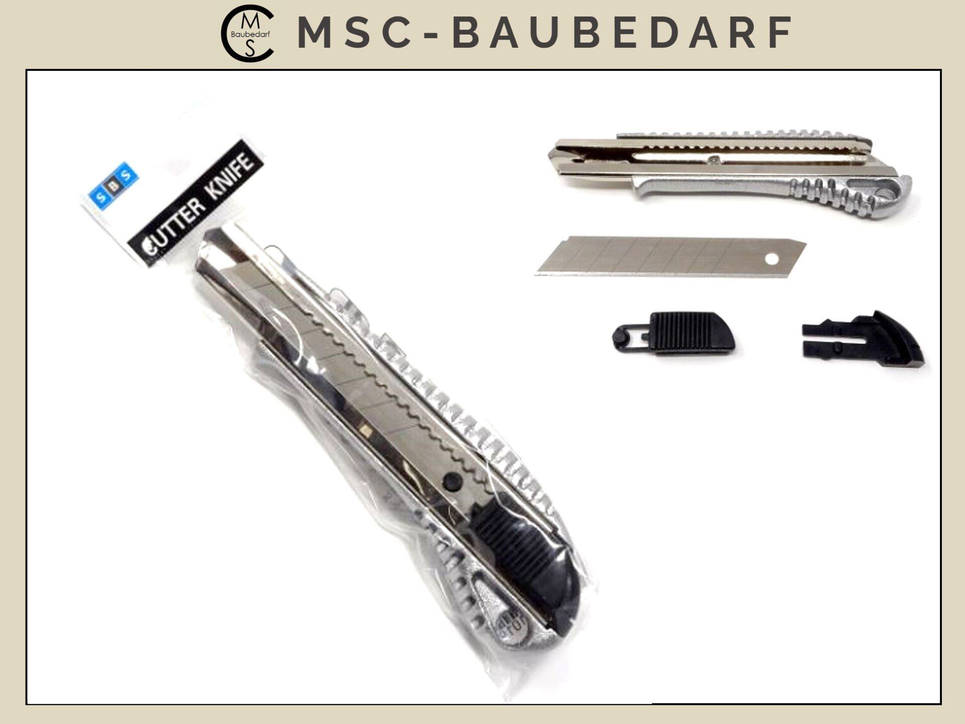 zum Schnäppchenpreis Cuttermesser Metall mit 10x Abbrechklingen 18mm - sehr stabile Qualität