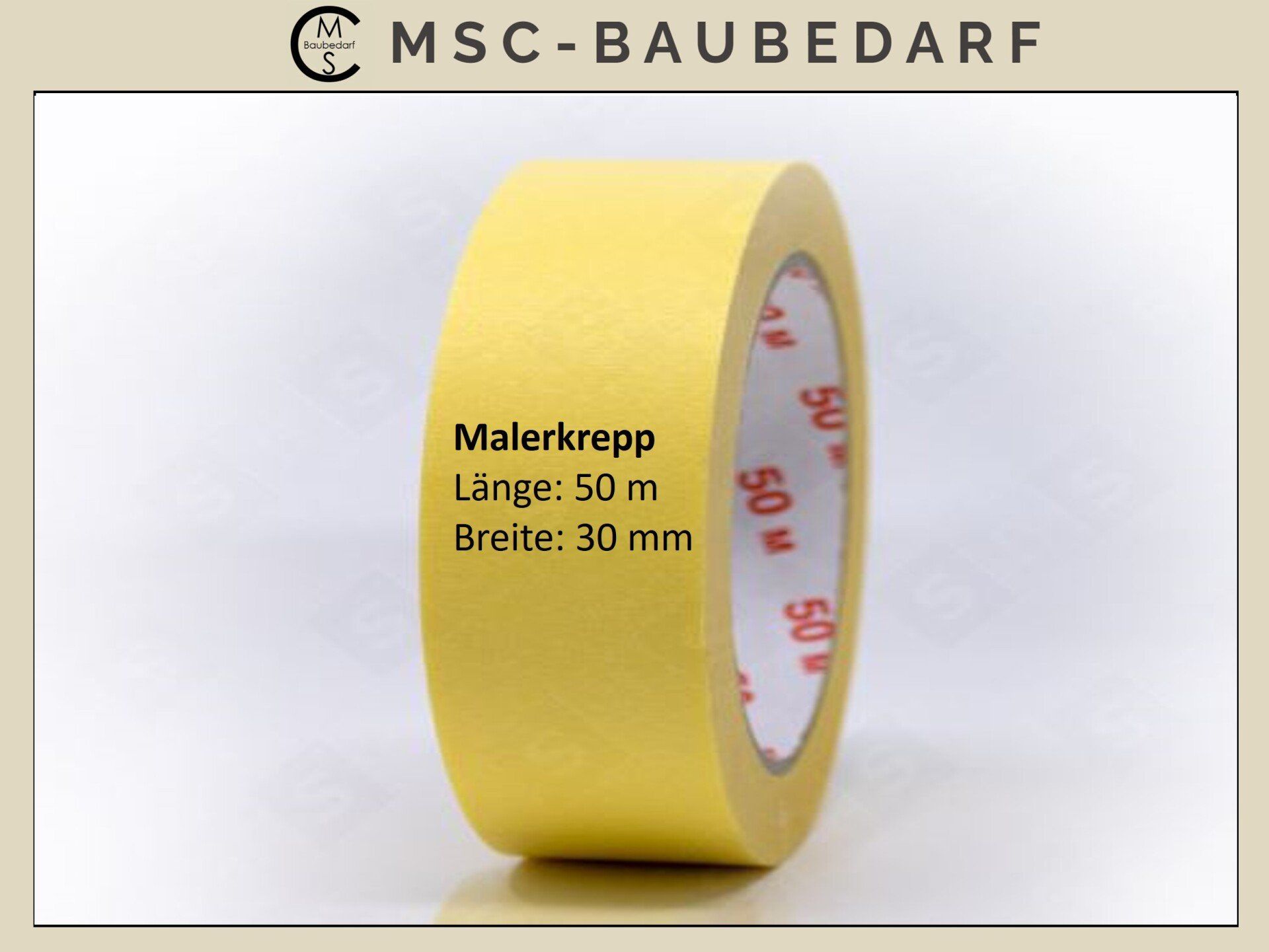 zum Schnäppchenpreis Malerkrepp / Malerkreppband 50m Rolle 30mm breit