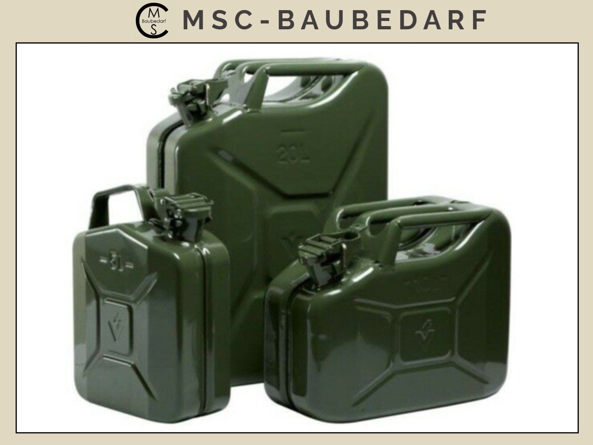 zum Schnäppchenpreis Kraftstoffkanister Stahl oliv 20L /10L / 5L und flex. Ausgießer