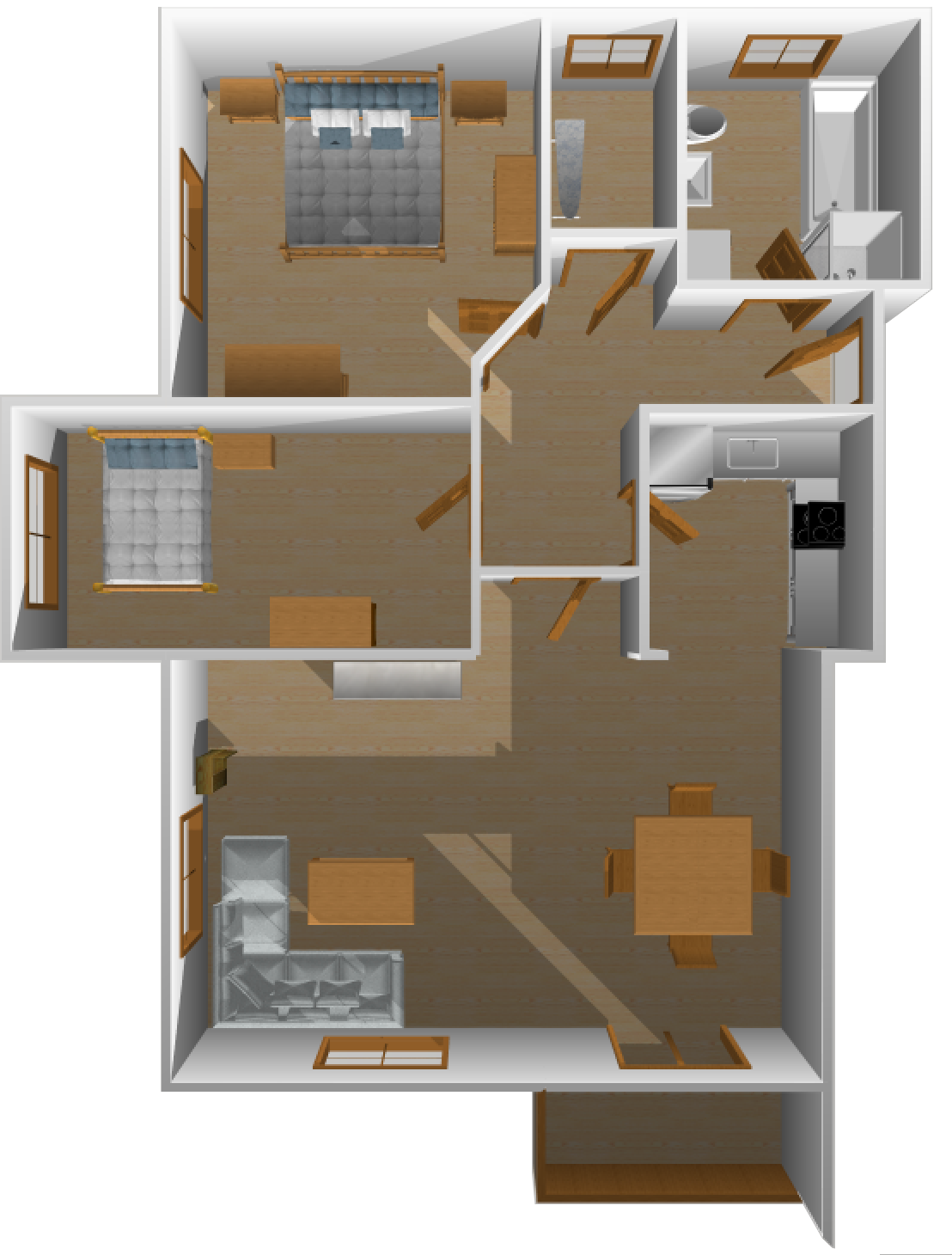 Eigentumswohnung Tuerkheim - Grundrisse 3D
