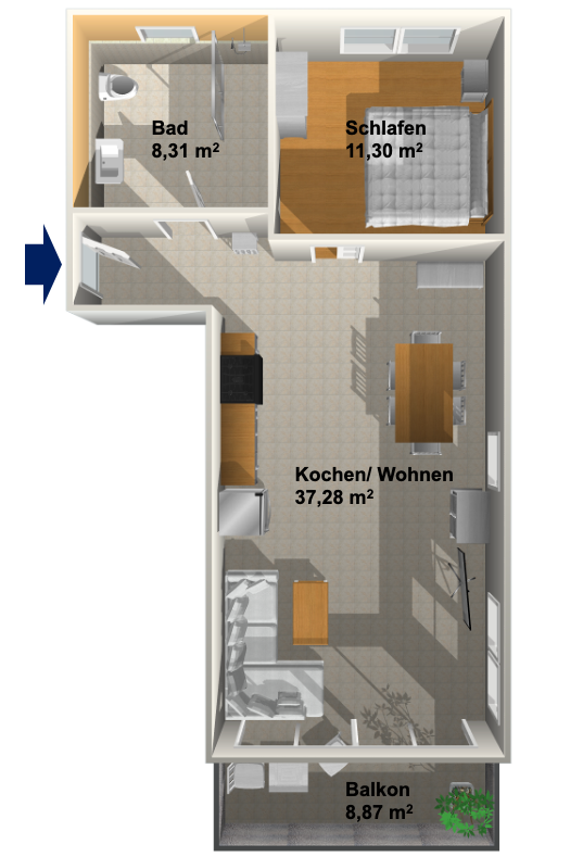 Grundriss 3D - Neubauwohnung Türkheim Grundriss 3D - Neubauwohnung Türkheim