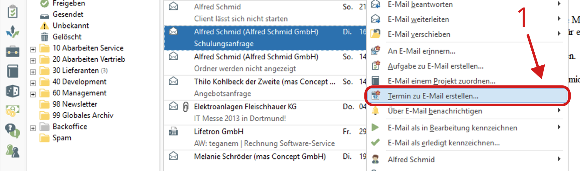 Termin aus einer E-Mail erstellen