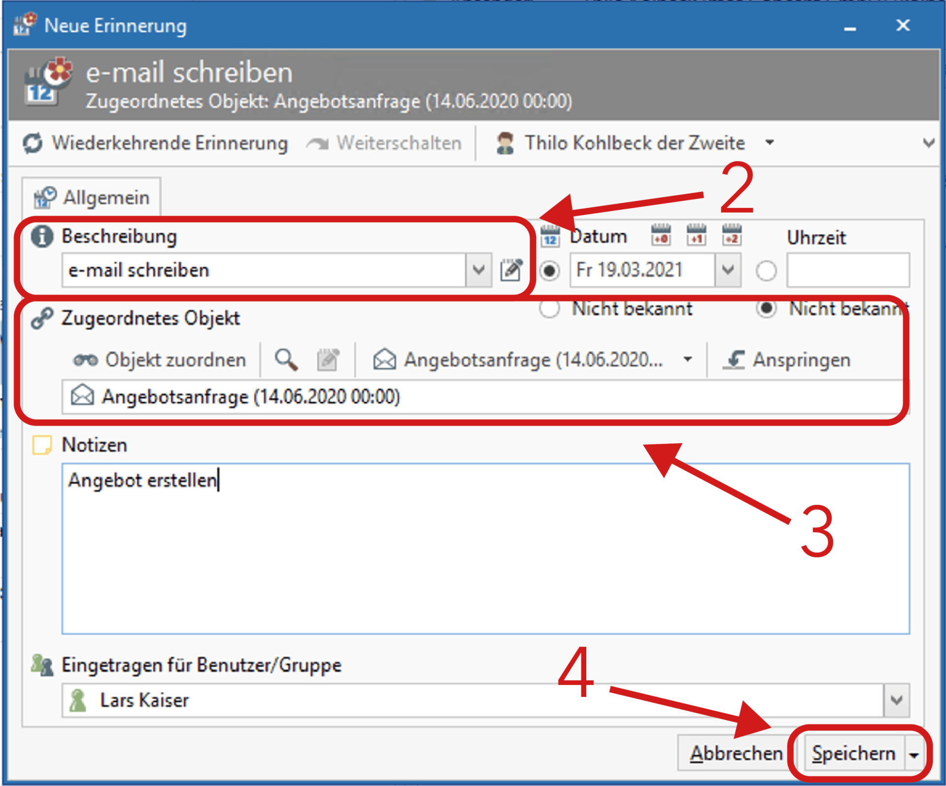 Erinnerung einstellen