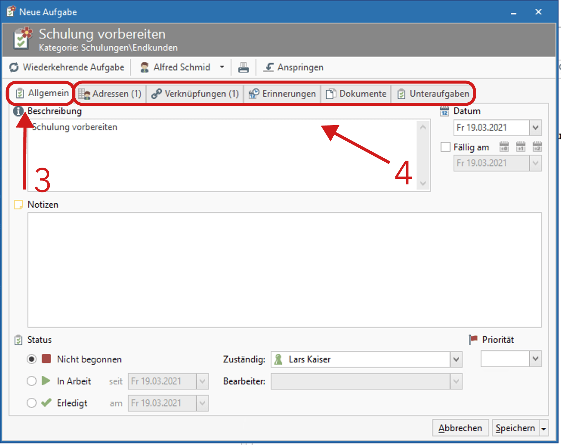 Details zu den Aufgaben festlegen