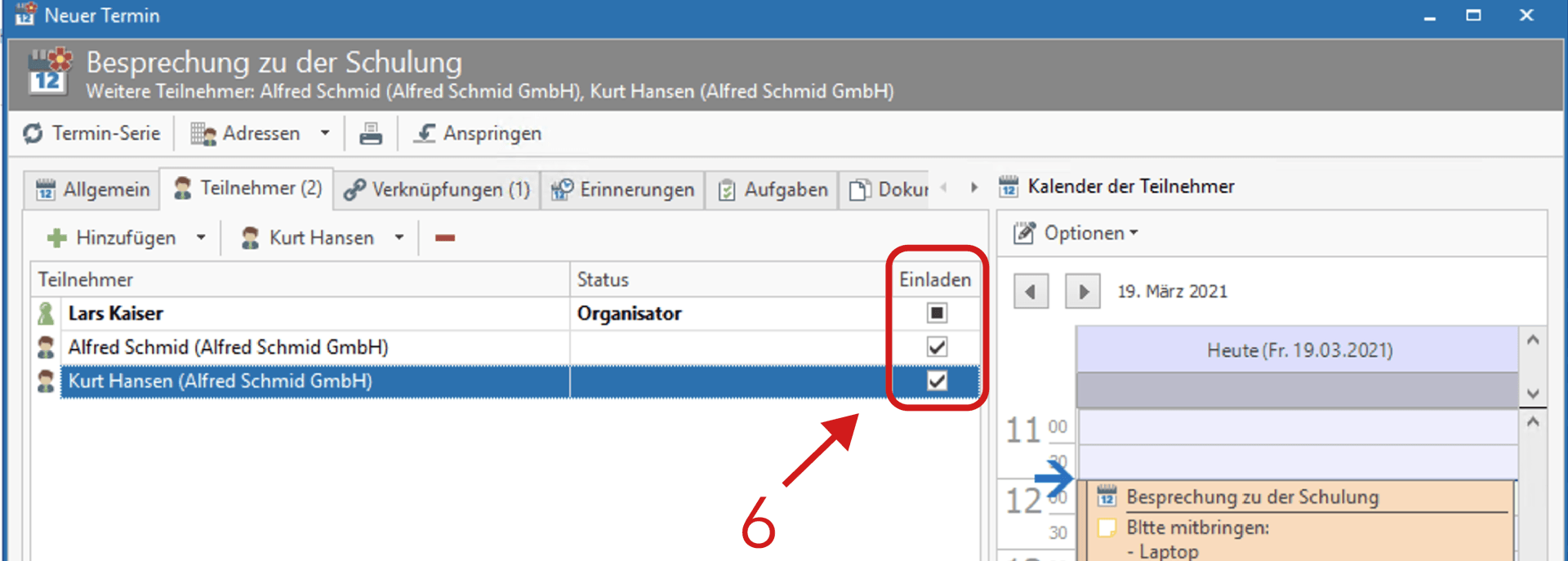 Benachrichtigung an die Kontakte