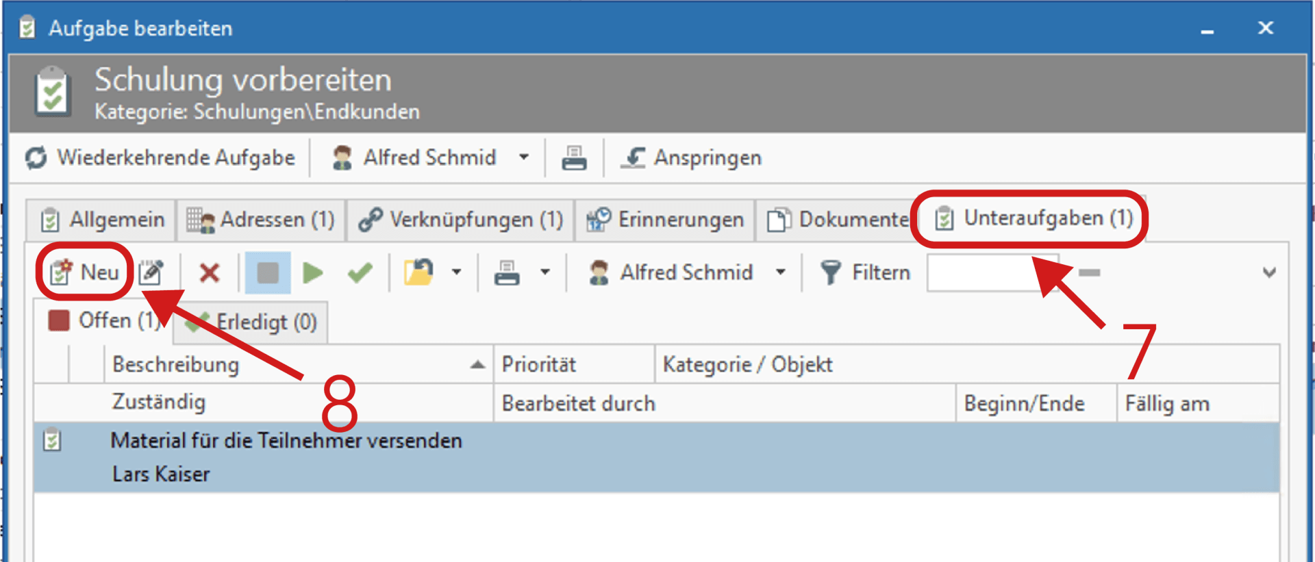 Unteraufgaben erstellen
