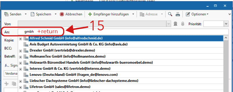 Empfänger auswählen