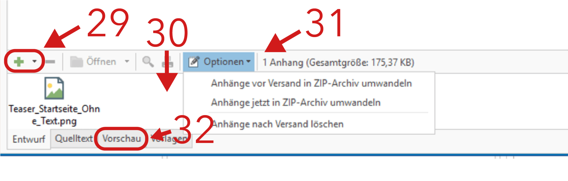 Anhangoptionen