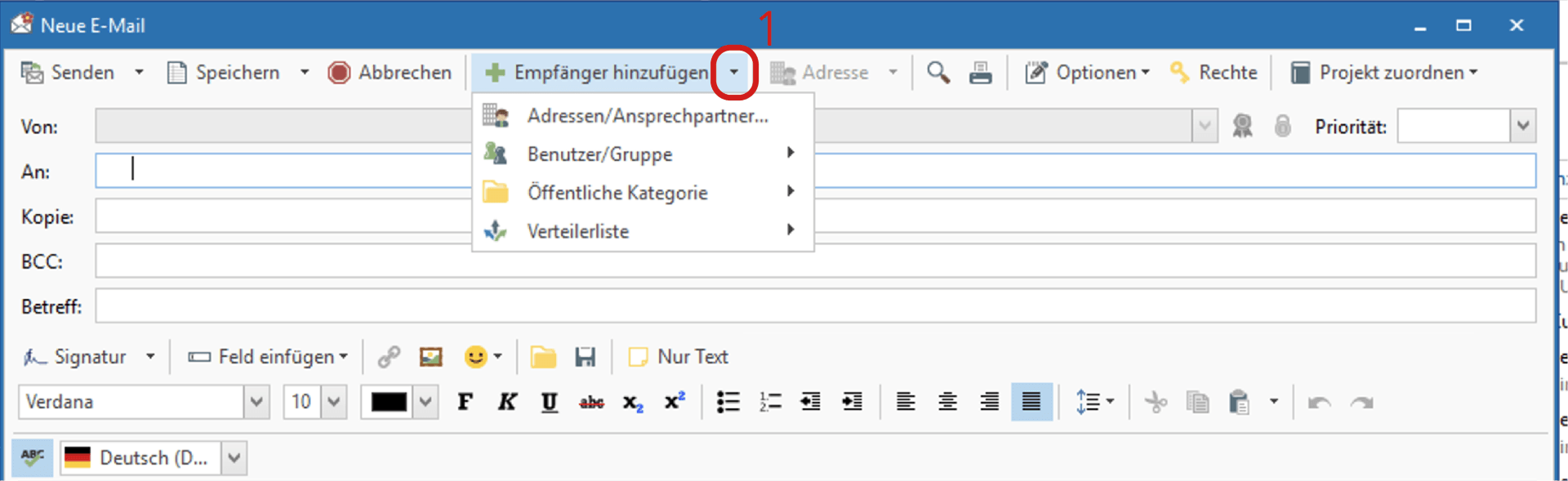 Optionen bei Empfängern