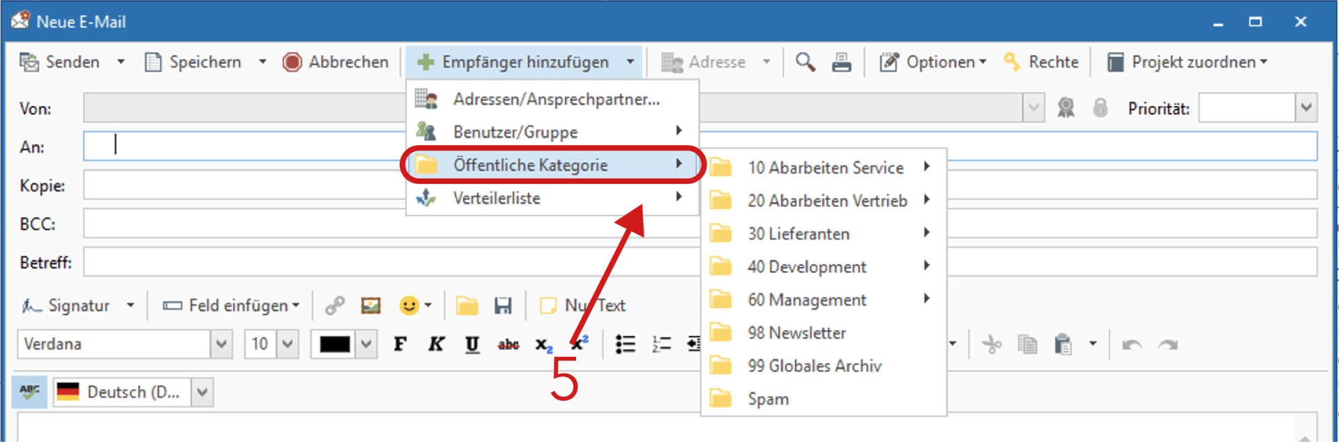 E-Mail an einen Ordner
