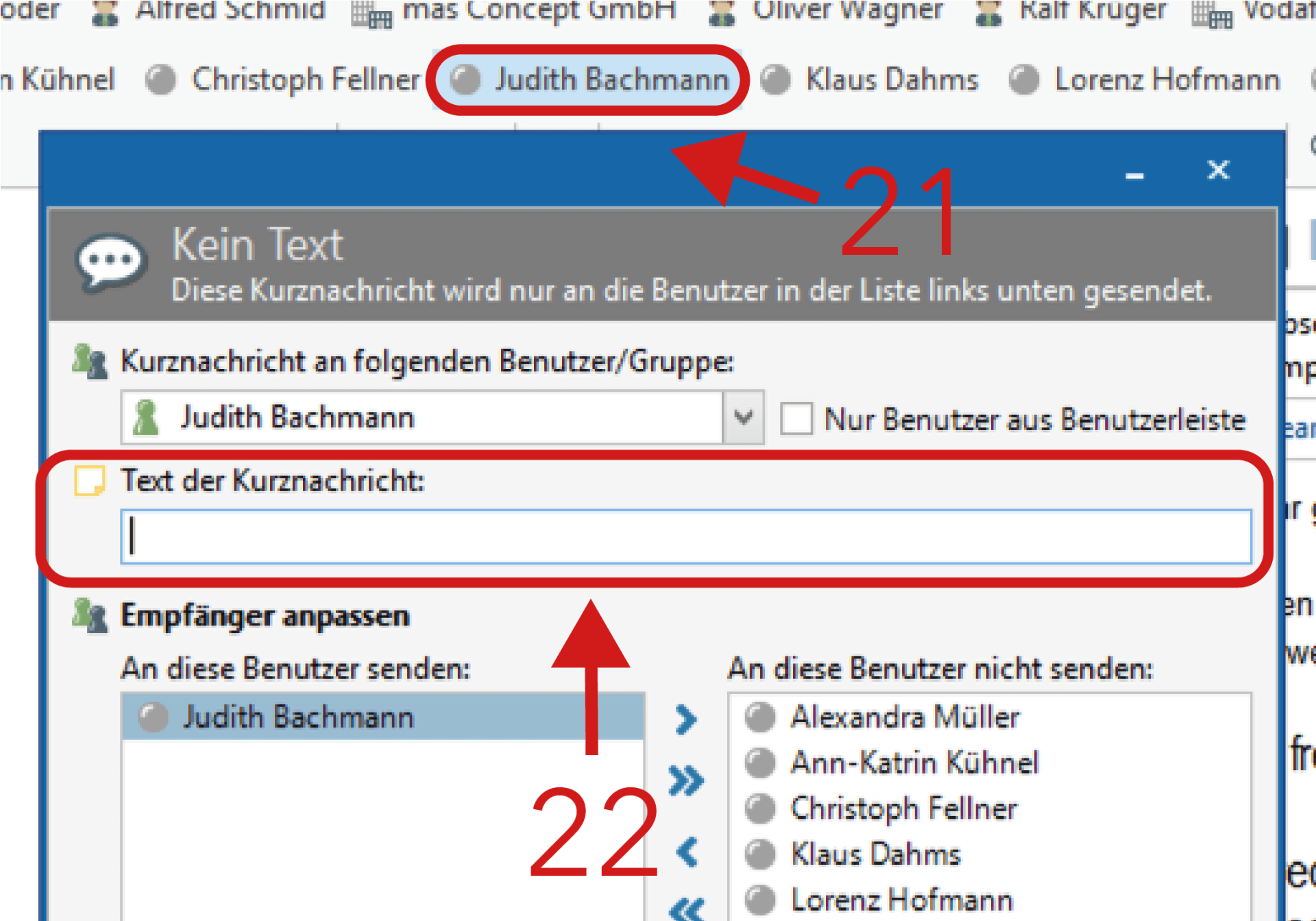 Interne Nachrichten versenden
