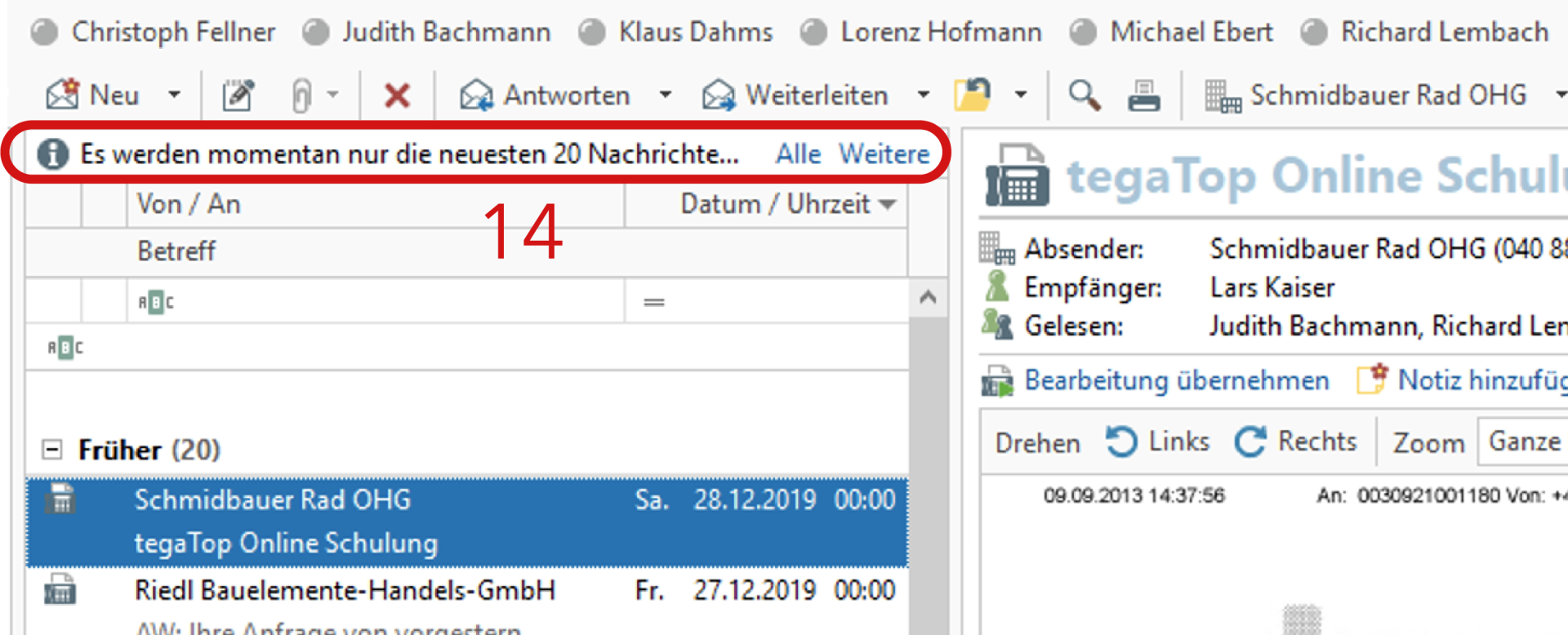 Anzeige der Beschränkung