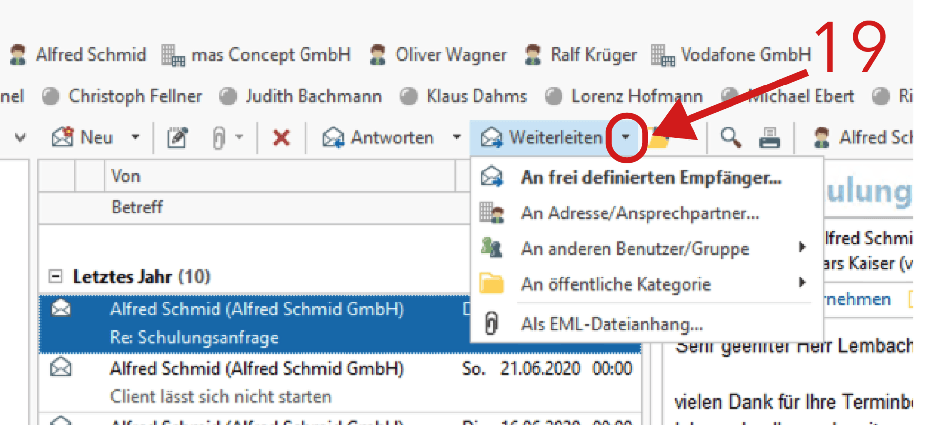 Zugriffsrecht auf versandte E-Mails