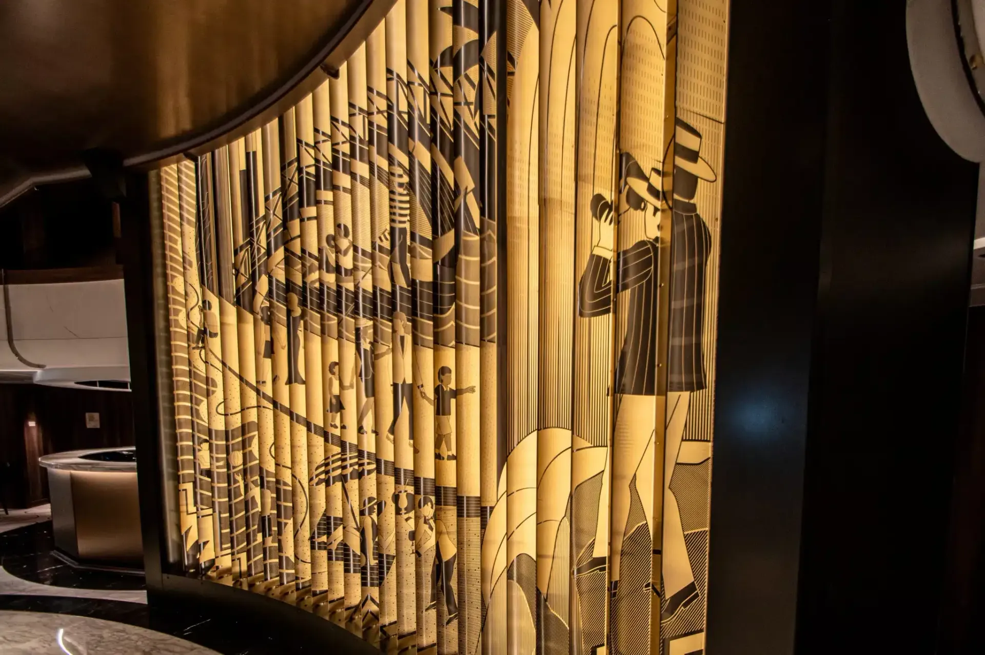 example of large format chemical etching for architecure aboard the queen anne
