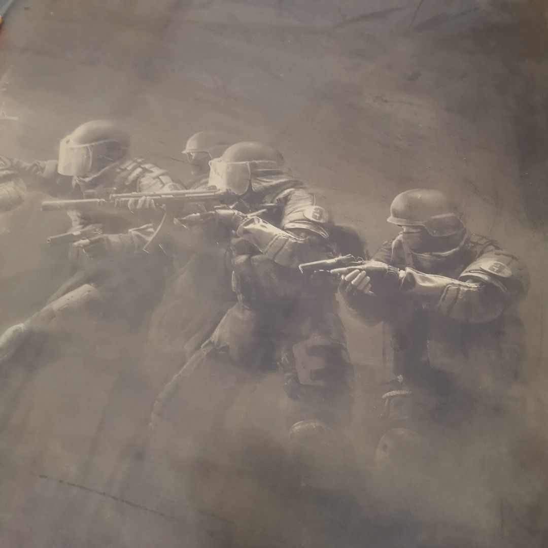 Chemically etched photo on brass with patina Chemically etched photo on brass with patina