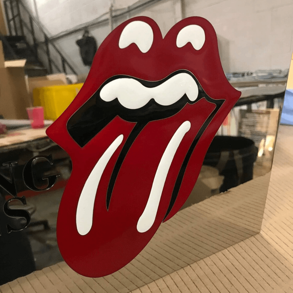 Etched and infilled mirror stainless steel