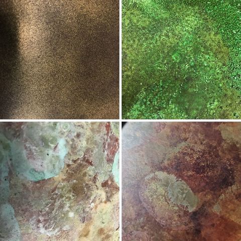 Selection of different metal patina effects