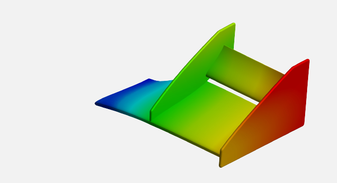 Verformungs-Farbplot des Frontspoiler-Flügels eines Formula Student-Rennwagens