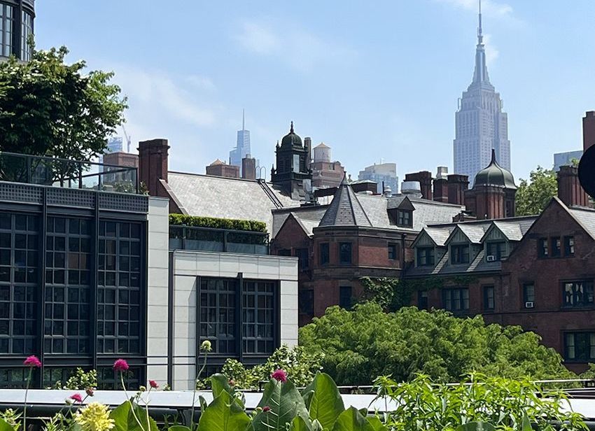 New York, das Empirestatebuilding von der High Line aus gesehen.