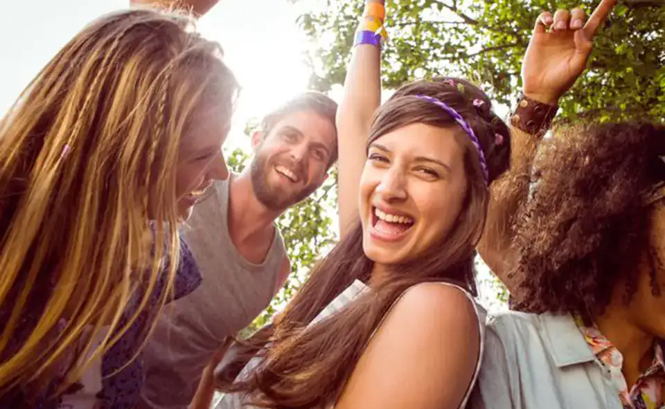 Picture of happy friends service we offer caring for people giving advice smiles all round