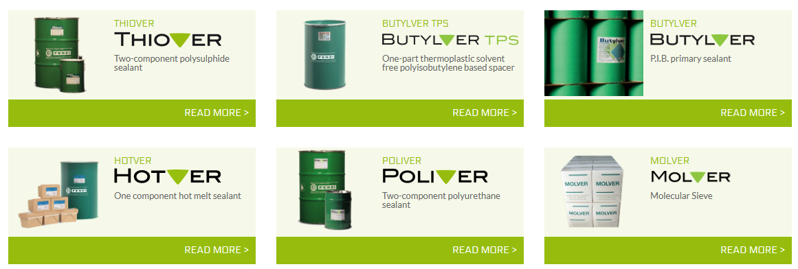 FENZI constituants pour vitrages isolant FENZI constituants pour vitrages isolant:
mastics de scellement, butyle première barrière, tamis moléculaire, TPS