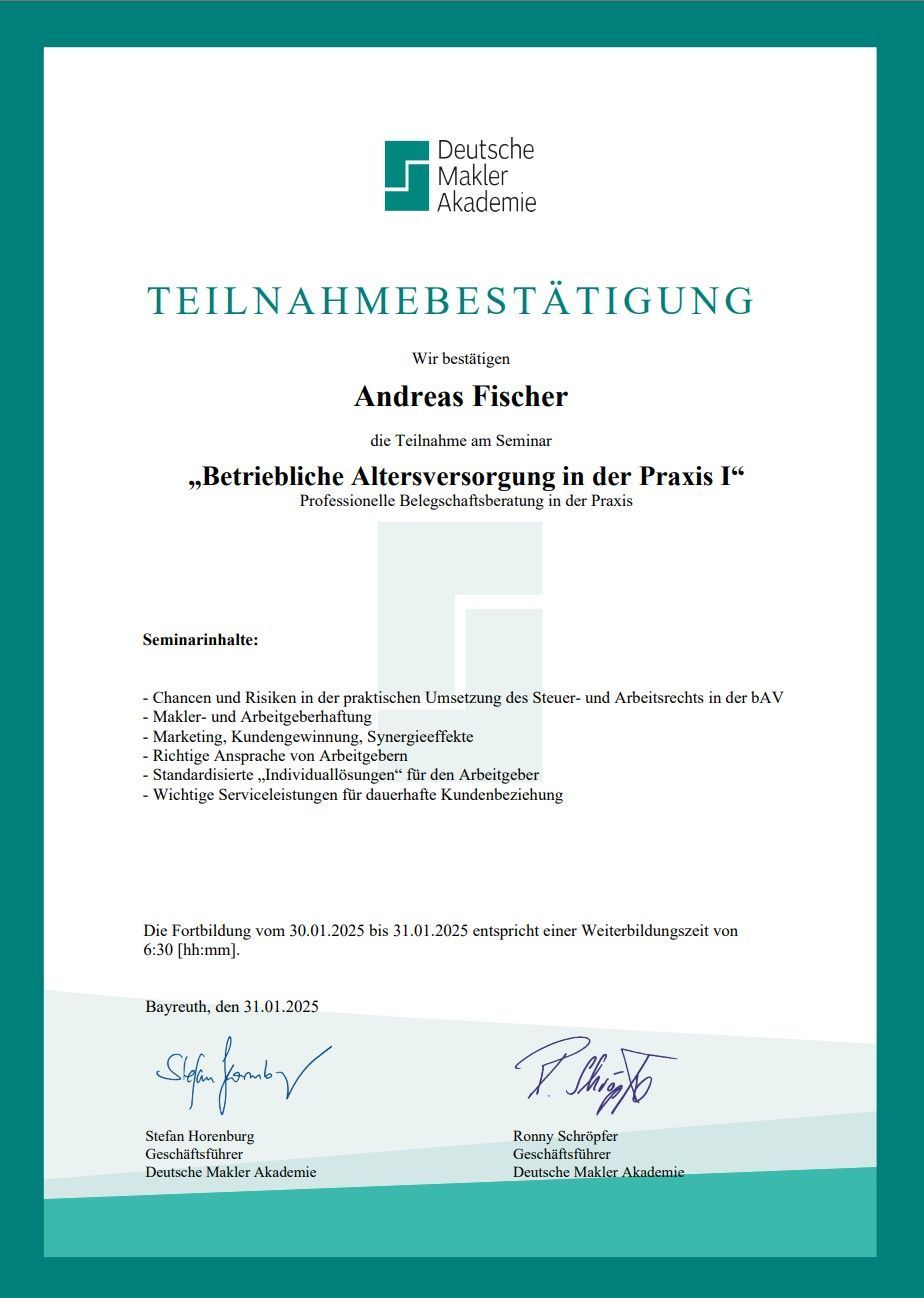 DMA Teilnahmebescheinigung