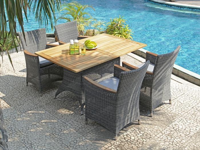 gartenmoebel zebra tischgruppe geflecht teakholz bei moebel coldewey friesland