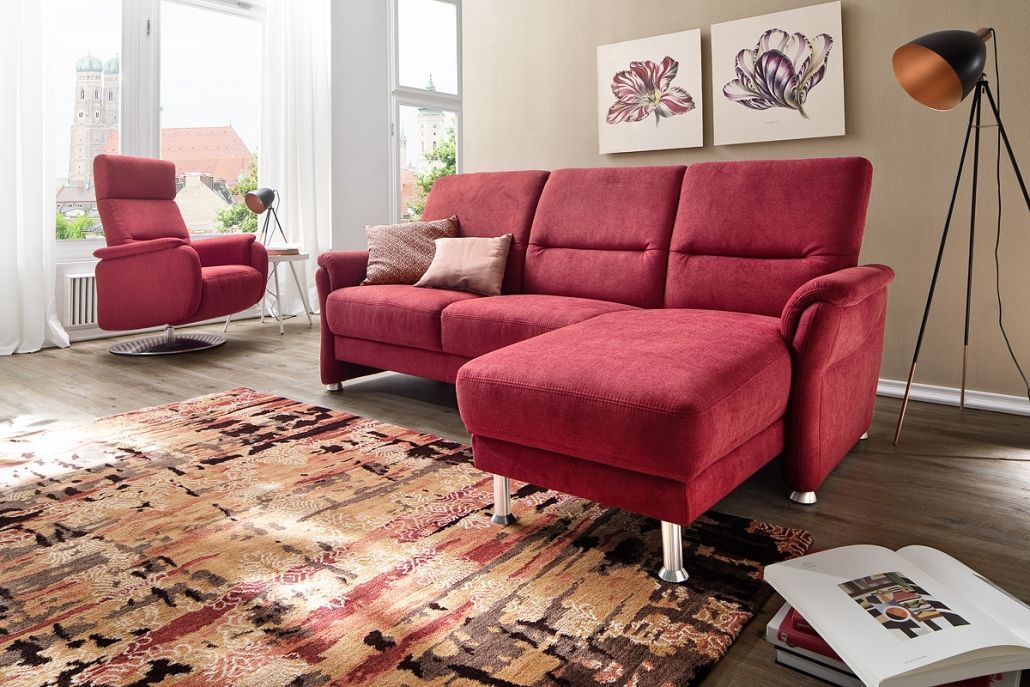 Granada-Longchairkombi-in-Stoff- rot-und federkernpolsterung -Relaxsessel-activineo collection