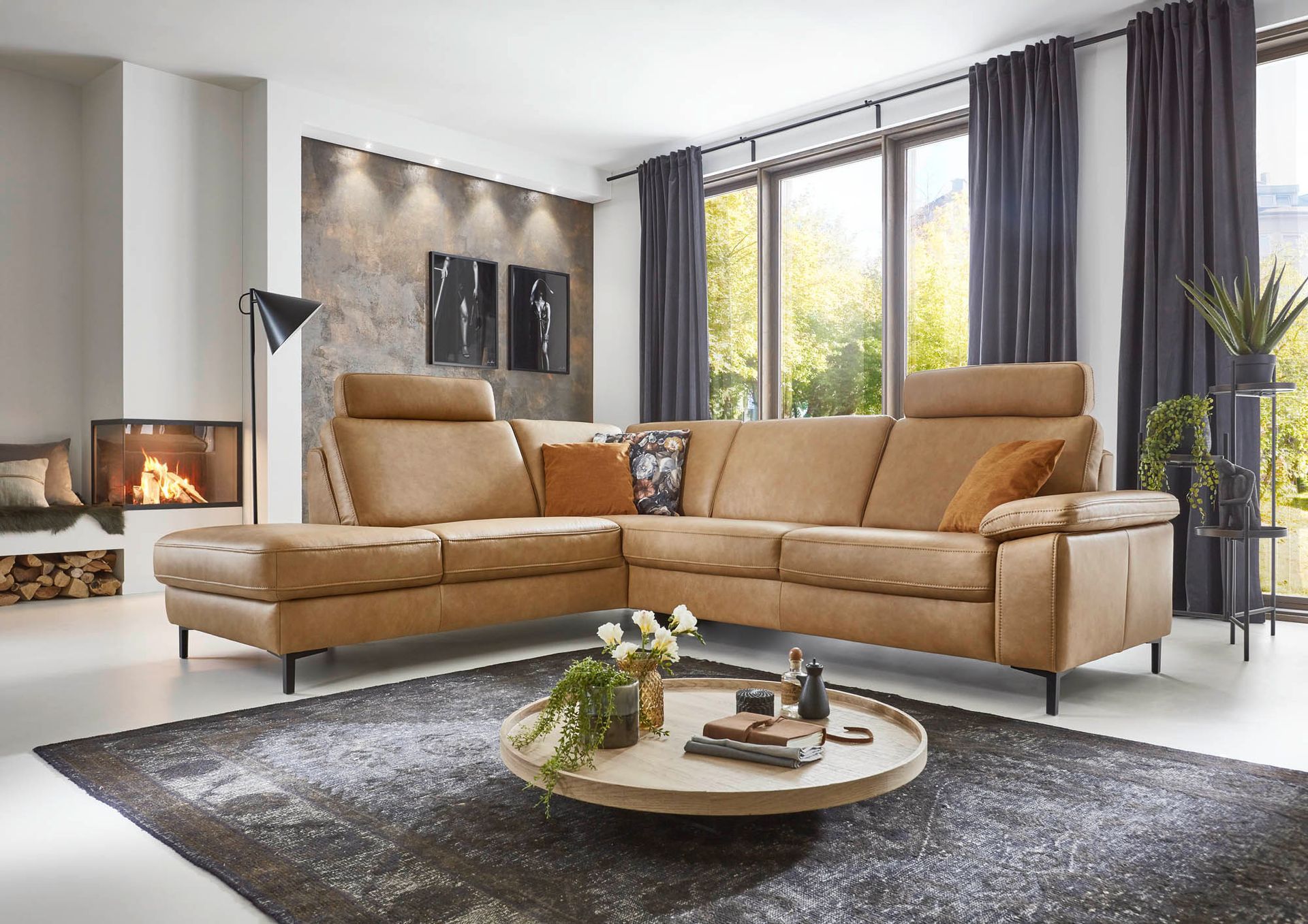 hukla sofastyle relaxgarnitur leder vivre kurkuma