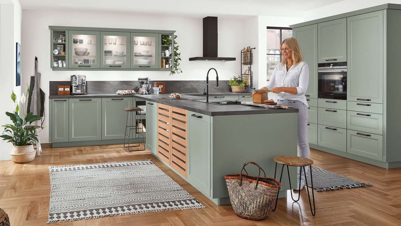 nobilia kuechen landhausstil lack salbei woodart