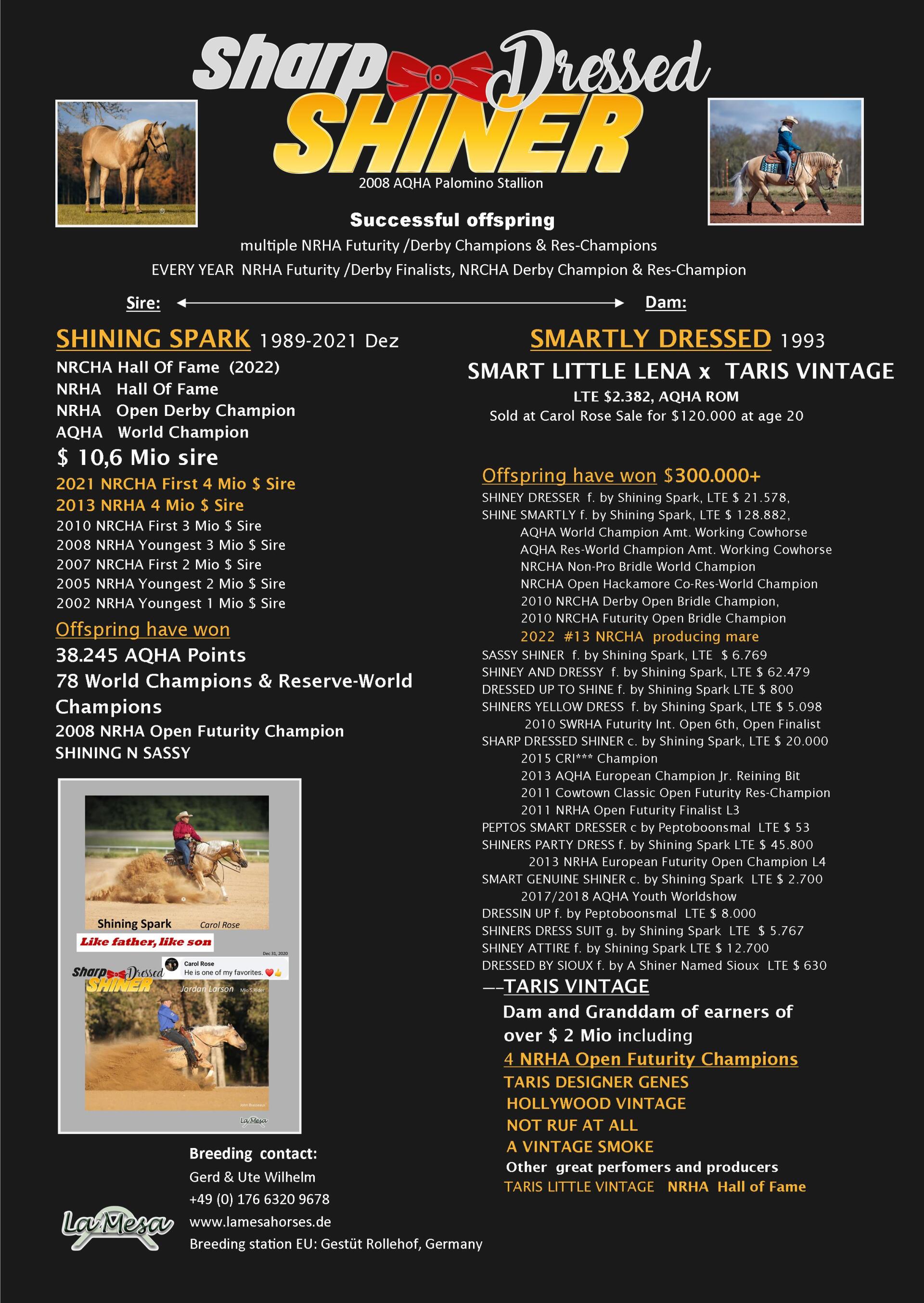 SDS Sire & Dam, click zum Vergrößern SDS black type pedigree