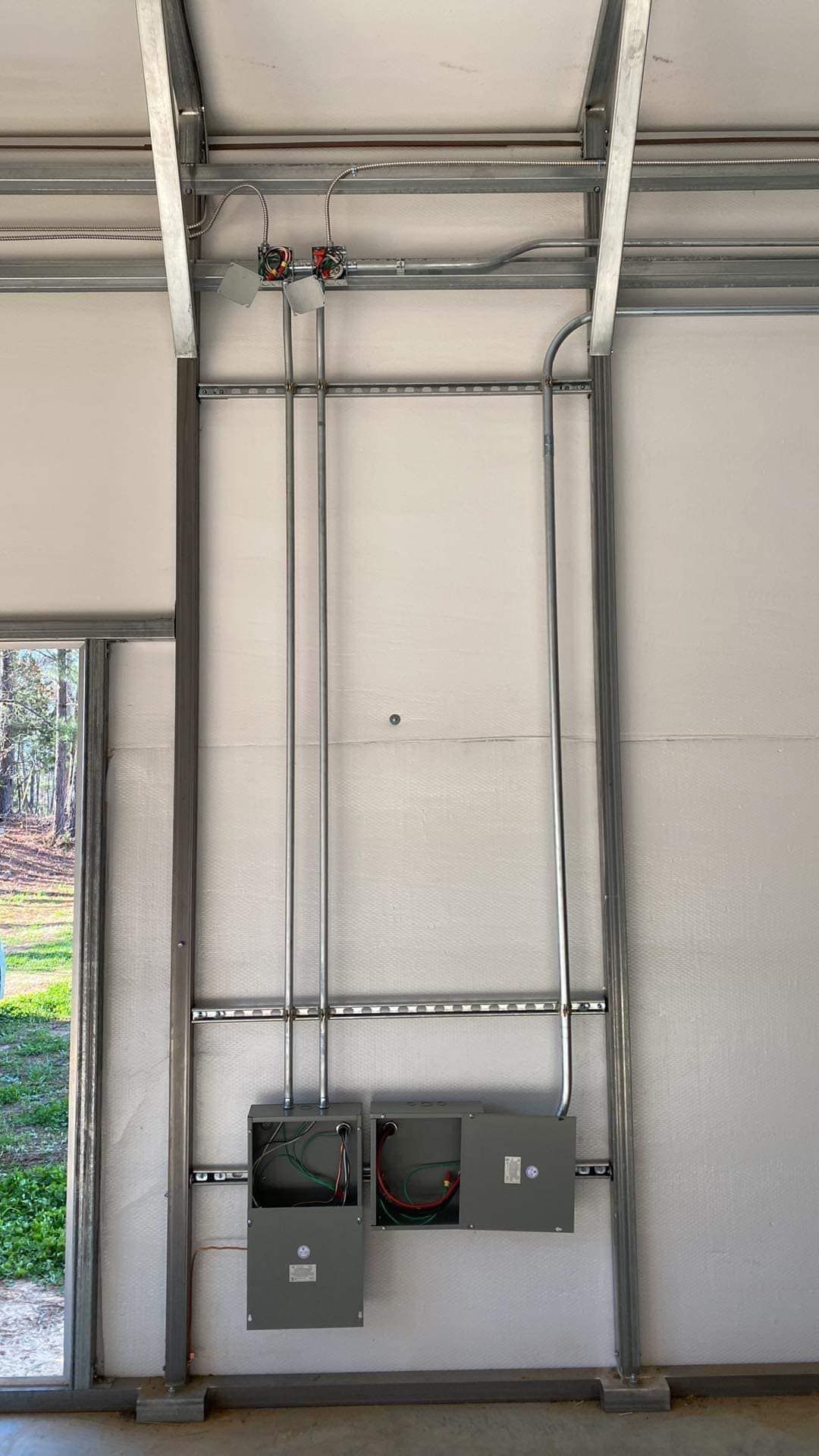 Electrical wiring for workshop Franklinton, NC, including multiple outlets, overhead LED lights, and dedicated tool circuits.