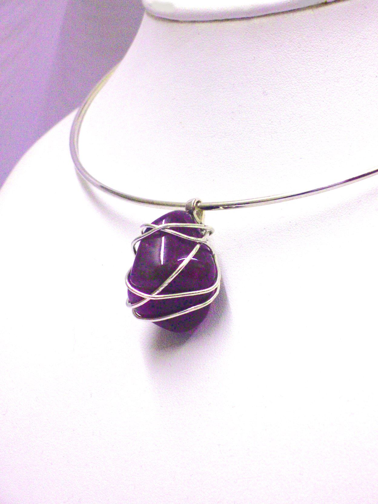 Wire Wrapped Amethyst Stone Collar