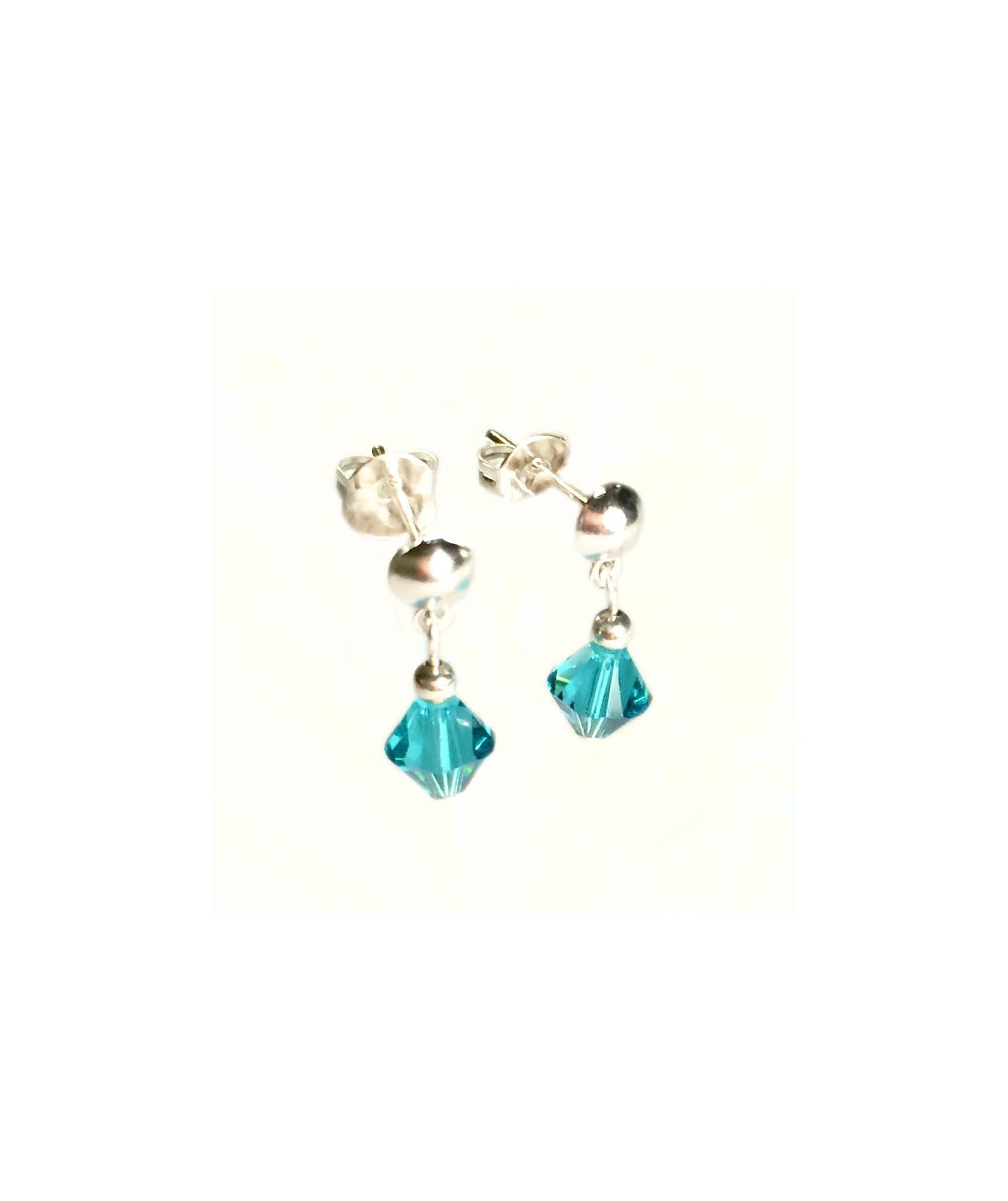 Silver plated small drop earrings with clear & coloured swarovski crystal beads. £4.00