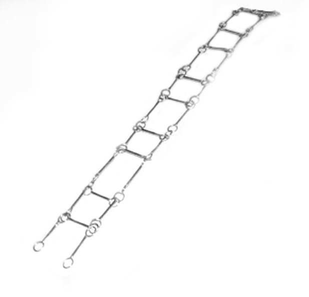 Sterling silver fine ringed ladder style bracelet.