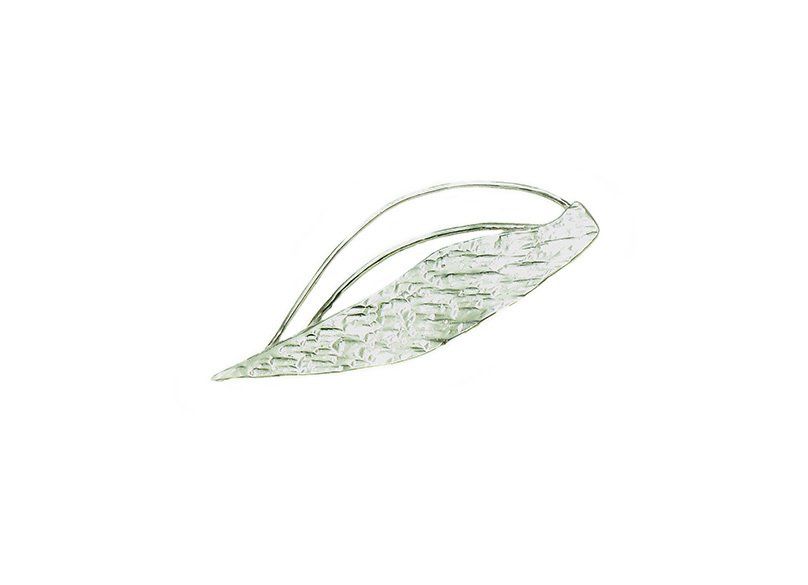 Sterling Silver Brooch Hammered finished leaf design with wire detail.