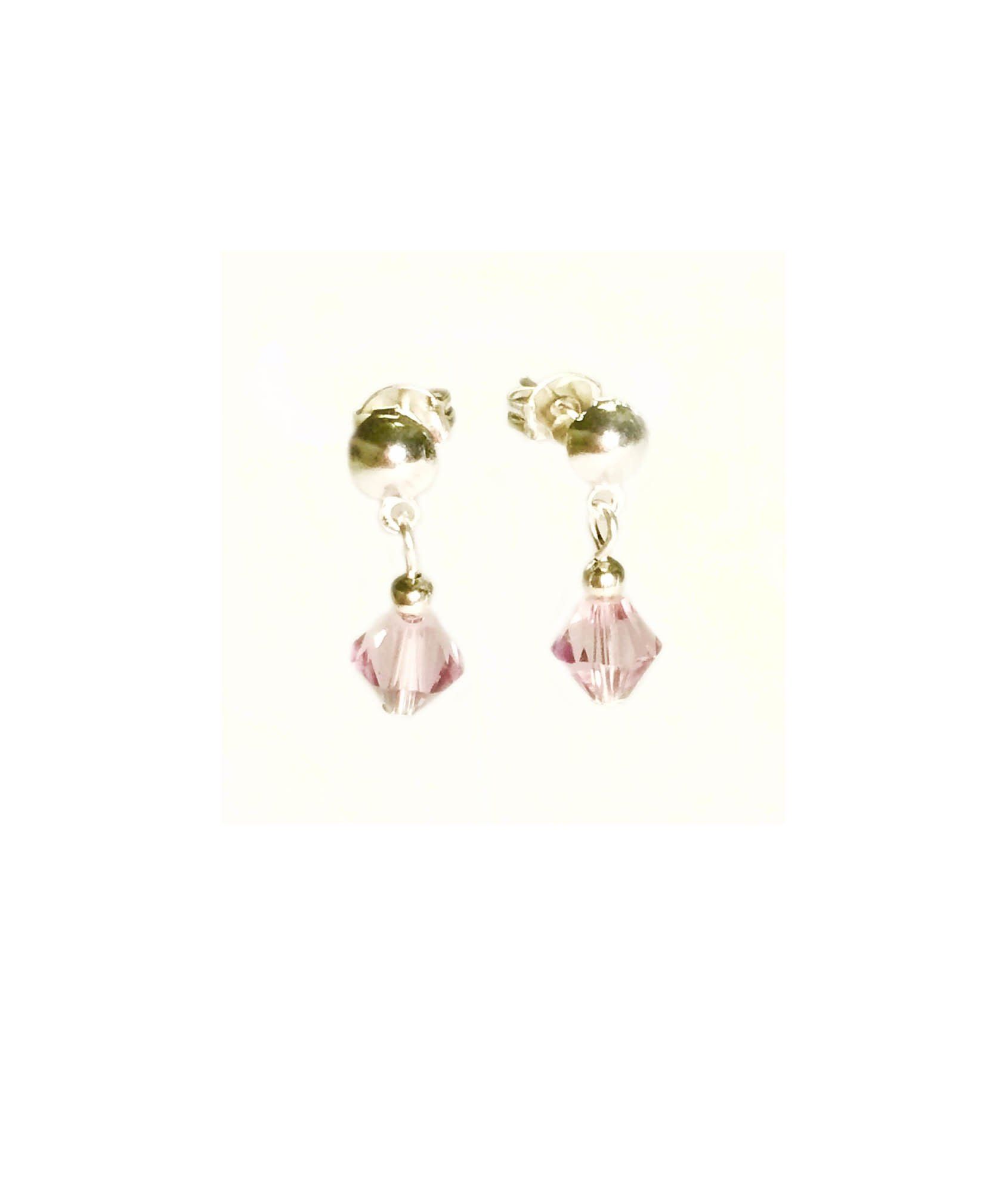 Silver plated small drop earrings with clear & coloured swarovski crystal beads. £4.00