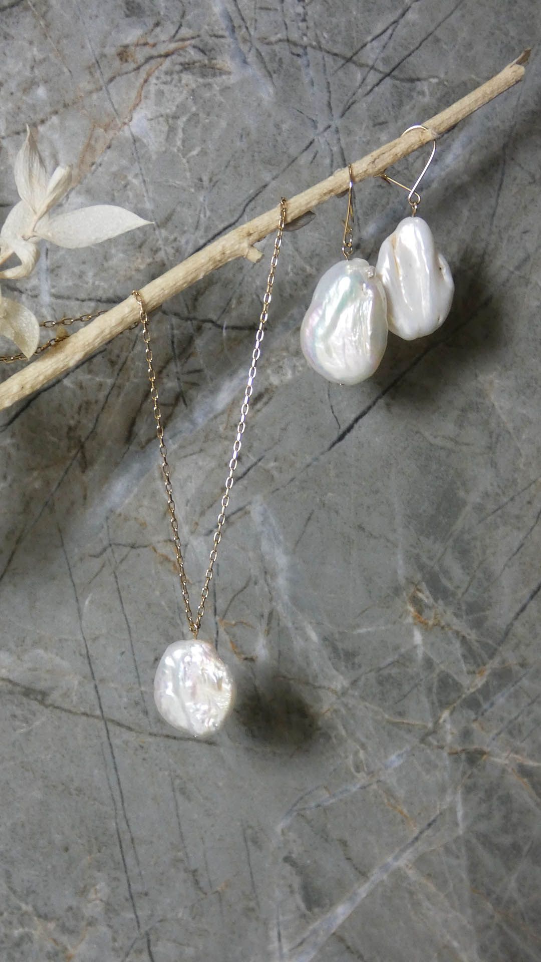 Large Baroque Freshwater Pearl Pendant & Earrings