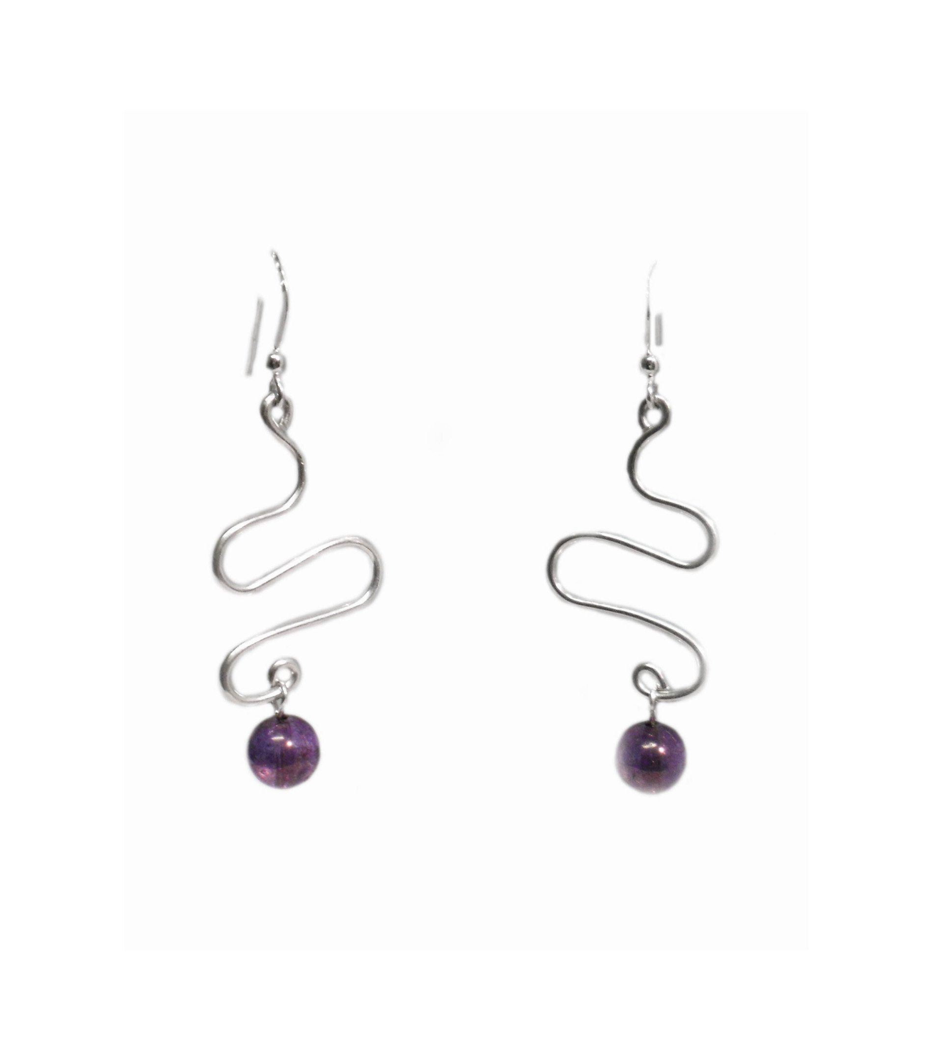 Matching sterling silver long drop earrings,